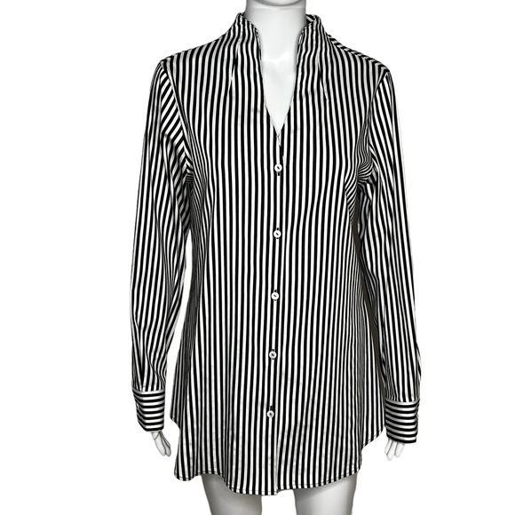 Foxcroft Tops - Foxcroft Non Iron Stretch Button Up Vertical Stripe 8